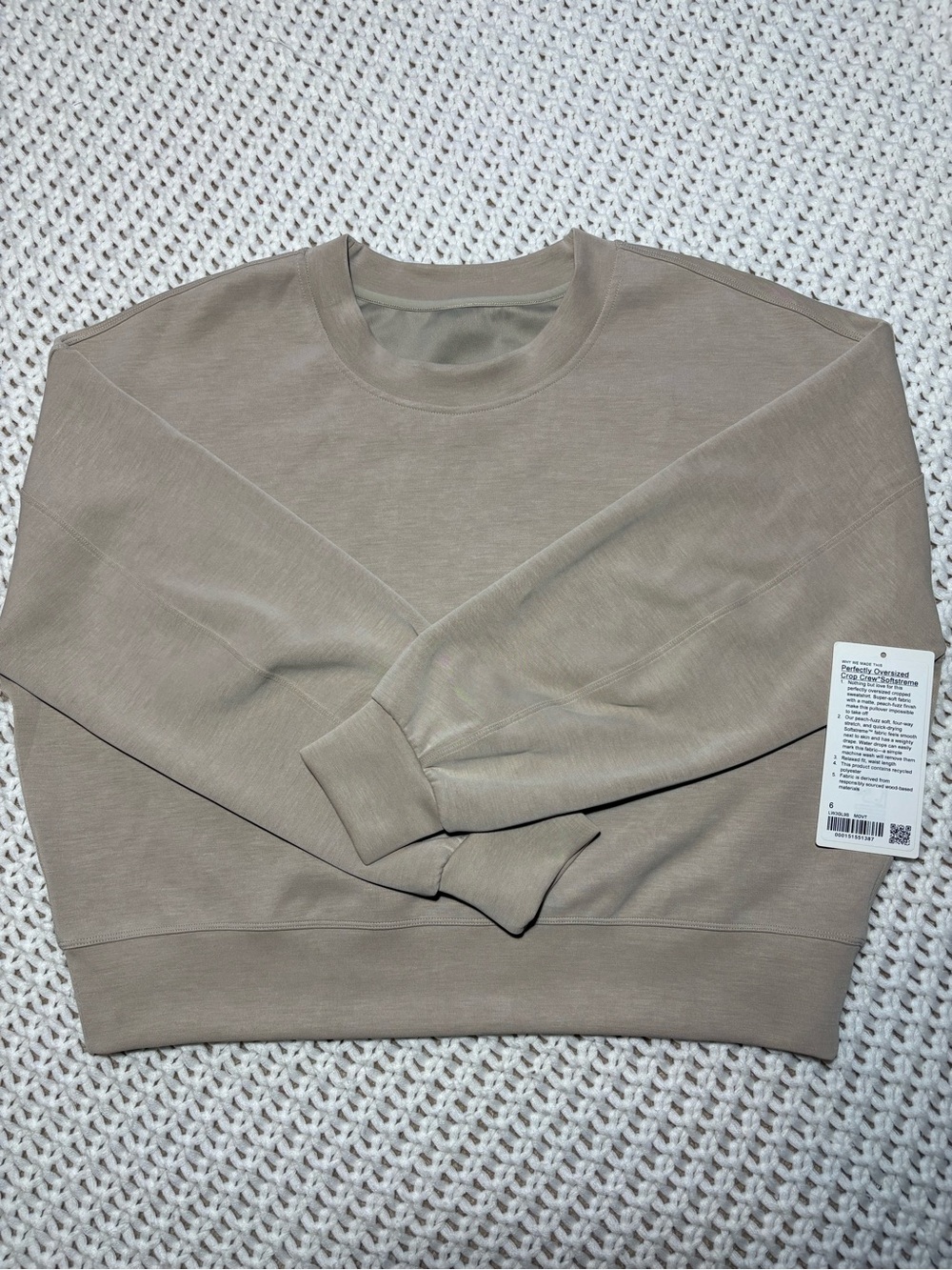 lululemon Mojave tan perfectly oversized crop crew Softstreme size 6